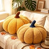 Hahorpa Set of 2 Pumpkin Cushions 28 &times; 24 cm, Decorative Cushions | Pumpkin Plush Fabric Halloween Fall Home Decor Sofa Bed (