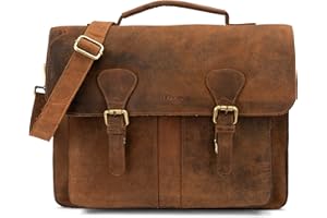 LEABAGS Borsa per documenti per uomo e donna | Custodia laptop in vera pelle 15" | Borsa a tracolla con tracolla | Borsa messenger | Borsa da lavoro | Borsa per insegnanti