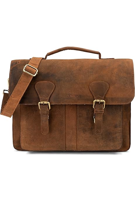 LEABAGS Borsa Messenger In Vera Pelle - Per Laptop 16 Pollici, Uomo E Donna, Design Vintage - Foto 6