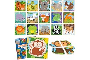 BONNYCO Pack 16 Puzzle in Legno di 4 Pezzi per Gadget Compleanno Bambini 1-5 Anni. Regalini Fine Festa Invitati, Idee Pensierini San Valentino, Regalo Alunni Scuola e Giochi Befana