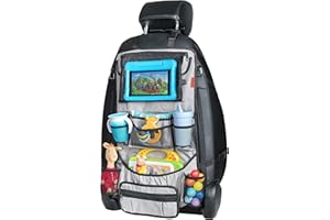 Lusso Gear Organisateur de Voiture pour Siège Arrière Robuste Extra Large pour la Protection, Coins Affaissés et Renforcés, Protège la Banquette Arrière, 12 Compartiments de Rangement (Gris)