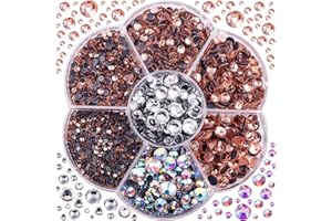 BLINGINBOX Hotfix Rhinestones, 3000pcs Clear Hotfix Gems Crystal Rhinestones for Clothes DIY Craft Sewing and Decorations, Round Mixed Sizes SS6-SS30 (Champagne)