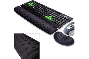 BRILA Podkładka pod nadgarstek z pianki z pamięcią kształtu, podkładka pod nadgarstek, zestaw poduszek do komputera, laptopa, pracy biurowej, gier komputerowych, z otworami do masażu (czarny pakiet)