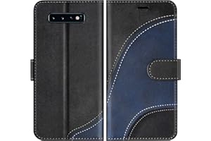 BoxTii Hülle für Galaxy S10, Leder Handyhülle für Samsung Galaxy S10, Ledertasche Klapphülle Schutzhülle mit Kartenfächer und Magnetverschluss, Schwarz