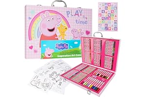 Peppa Pig Coffret Coloriage Enfant, 137 Pièces, Kit Papeterie, Loisirs Créatifs, Crayons, Feuilles Coloriage, Gommes, Taille Crayon et Autocollants