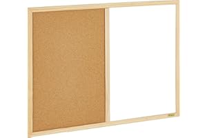 Bi-Office Budget - Tableau Mixte, d’Affichage en Liège et Tableau Blanc Effaçable à Sec, Cadre en Bois, 60 x 45 cm