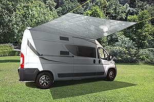 Brunner Deflector Square Tendalino Protezione dal Sole, Parasole per Caravan, Roulotte, Camper, Furgoni, Minibus e Van, Accessori di Fissaggio e 2 Pali Inclusi, 360 x 360 cm