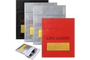 ACOMTUO 4 Stück Feuerfeste Dokumententasche, Flammhemmende Schutztasche, 23 x 18cm Tragbare Flammhemmende Tasche, Feuerfeste Akku Tasche, Explosionsgeschützte Dokumententasche für Lipo Batterie, Bargeld