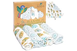 ‎TABALINO Tabalino® kuschelweiche Bambus Mullwindeln Spucktücher, 4 Mulltücher 80x80cm + 1 Schmusetuch, Stoffwindeln für Jungen & Mädchen Mulltücher Moltontuch aus Baumwolle