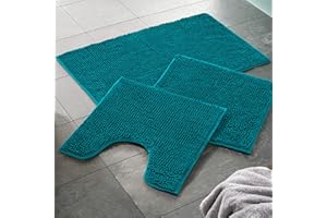 WohnDirect Premium Tappeto da Bagno con Foro per Il WC 45x45cm - Verde Petrolio - Tappetino da Bagno Morbido e Antiscivolo - Microfibra Durevole e Assorbente, Lavabile in Lavatrice