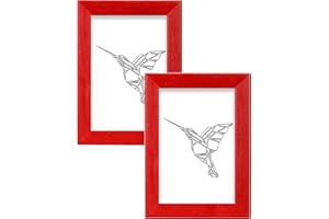 postergaleria Marco | 13x18 | Juego de 2 | Rojo | Madera | Plexiglás | 8 colores | 10 tamaños | Marco del cartel | Marco de la foto