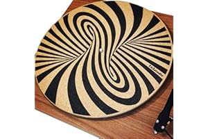 TazStudio Premium slipmat - Cork Turntable Mat for Better Sound Support on Vinyl LP Record Player - Cork mat Original Geometric Design Psychedelic Geometric Spiral Art [4mm Thickness]-m7