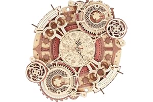 ROBOTIME 3D Puzzle Bois Horloge Murale Maquette Bois Kits pour Adultes Casse Tete Mécanique Modèles Découpés Laser Construction pour Enfants