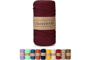 Likeecords Makramee Garn 4mm 130 Meter Polyester-Seil, 100% Polypropylen-Kordel Makramee-Kordel 4 mm Häkeltasche Kordel Makramee Seil Häkelgarn Geschenk für Strickwaren (Weinrot)