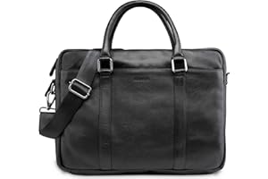 LEABAGS Sac à bandoulière pour hommes et femmes | Sac ordinateur portable en cuir véritable 16 pouces | Sac avec sangle d'épaule | Sac messager | Sac de travail | Sac d'enseignant