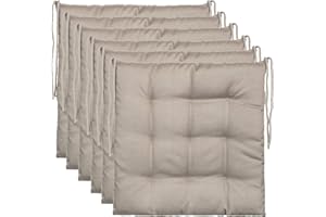 Brandsseller Cojín de Silla Aprox. 40 x 40 cm Cojín de Asiento con Correas de Sujeción para Interior Exterior como Juego de 6 - Taupe