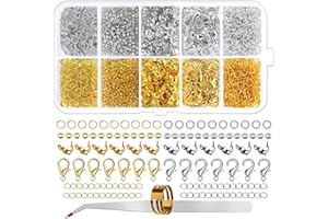 ‎SOSMAR SOSMAR 902 Stück Armband Verschluss Quetschperlen Schmuckherstellung Set Karabinerverschlüsse Biegeringe Quetschperlen Quetschkalotten Kettenverlängerung (Silber+Gold), mit Pinzette Ösenöffner