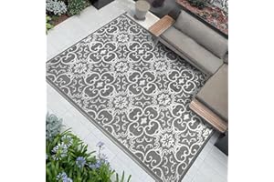 Famibay Teppich Outdoor Wetterfest Terrasse Teppich 150x245cm Kunststoff Teppich Balkon Teppich Wendbar Garten Teppich Leichtgewicht Faltbar Außen Bodenmatte für Terrasse Garten Balkon