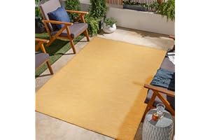 Jimri Alfombra para Interiores y Exteriores, Resistente a la Intemperie, para balcón, terraza, jardín, salón, Cocina, Resistente, Resistente a los Rayos UV y al Agua, tamaño 80 x 150 cm, Amarillo
