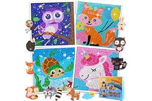 LYJOW 4 Diamond Painting Niños Kit Completo 10 Diy 5d Animales Pintura Diamante Stickers Infantil Personalizado Art Dibujo Cuadros Diamantes Pintar Diamantes Manualidades Para Decoración La Pared Del Hogar