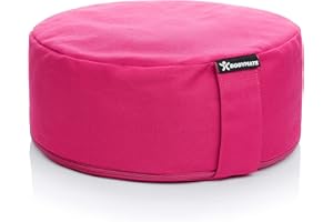 BODYMATE Cojín de Yoga Redondo | 31 cm Diámetro 13 cm Alto | Relleno de Cáscaras de Trigo Sarraceno | Funda Extragruesa y Lavable en Lavadora de Algodón 100% | Meditación y Asiento