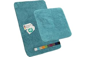 ‎NYVI NYVI Badematten Set 2 teilig NYVISpa Lasalle 45x50 + 50x80 cm Aqua Badematte & WC-Vorleger - Badezimmerteppich Set - rutschfest, Saugfähig, Schnell Trocknend, Fußbodenheizung geeignet, Oeko-TEX