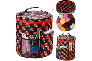 JOZEA Häkeln Tasche - Stricken Garn Lagerung Veranstalter und Tote, Halter für Häkeln Zubehör (Seductive Roses)