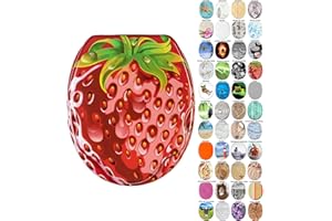 Sanilo Abattant WC, Grande sélection de lunettes de toilette, Finition de haute qualité, Charnières robustes, Fixation facile (Fraise)