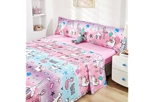 DALINA TEXTIL S.L Dalina Textil Juego de Sábanas Infantil para Cama 3 Piezas - 1 Sábanas Bajera Ajustable Cama 105cm con Encimera 175x260cm y 1 Funda de Almohada Larga (Cama de 105x190cm Flamenco)