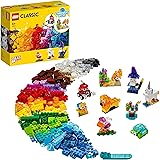 LEGO 11013 Classic Kreativ-Bauset mit durchsichtigen Steinen, mit Löwe, Vogel und Schildkröte, Konstruktionsspielzeug aus Bau