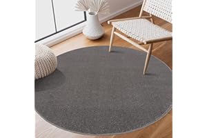 SANAT Dywan z krótkim włosiem do salonu – uniwersalny, nowoczesny dywan do sypialni, gabinetu, biura, korytarza, pokoju dziecięcego i kuchni – szary, 80 cm, okrągły