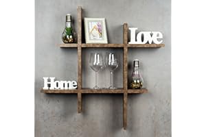 levandeo Hashtag Étagère murale en bois aspect rouille 75 x 75 cm