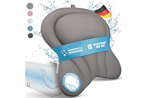 HAVENHAUS XXL Premium Badewannenkissen grau | NEU zusätzliche Polster an Schulter- & Nackenbereich | Badekissen für Badewanne schnelltrocknend, waschbar & 4X extra große Saugnäpfe | Kissen Badewanne