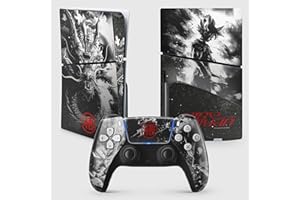 FFrame Adesivo PS 5 Guerriero Dragon, adesivo per PS 5 Manga, Console e Controller, edizione Slim Disco, Skin Guerriero PS 5 (1 Controller)