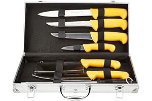 Pradel Excellence LA Cuisine D'ALBERT 001000 Lot de 8 Mallettes du Chef Acier Inoxydable/Polypropylène Jaune 40 cm