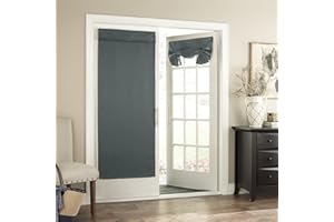 Eclipse Francuska zasłona na drzwi - Tricia wiązana zasłona świetlna z pojedynczym panelem na patio, do salonu i sypialni, 66 cm x 173 cm, niebieska rzeka