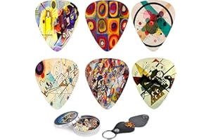 ART TRIBUTE Pics de guitare art abstrait - wassily kandinsky peintures. 12 médiators en celluloïd de calibre moyen dans une boîte w/picks holder. cadeau de guitare unique pour guitares