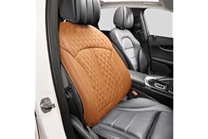 POKSRI Guero Genuino Piel de Vaca Funda Asiento Coche,Protector Fundas para Cojines del Respaldo del Asiento,Es compatible con la mayoría de los vehículos de la categoría A en adelante(Naranja-marrón)