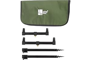 zite Fishing poggiacanne in Sacchetto - Nero - Altezza telescopica 30-50 cm - aste a Croce 20cm / 25 cm