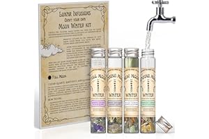 SACRED NEST Moon Water Creation Kit | Complete DIY Set with 4 Glass Vials, Crystals & Herbs | Craft Lunar Infusions for Each Moon Phase | Wiccan, Pagan & Witchcraft Rituals | Ideal Witchy Gift & Witch Starter Kit