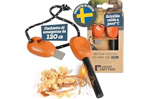 Light My Fire Acciarino per Fuoco Pietra Focaia Kit Sopravvivenza Militare Professionale ARMY- Bushcraft Accessori - Kit Campeggio Accendi Fuoco - Fire Starter 2-in-1-12 000 Accensioni