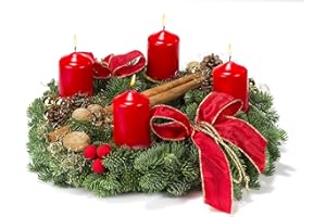 DOMINIK BLUMEN UND PFLANZEN Adventskranz Glanzlichter, 30 cm, aus echtem nobilisgrün