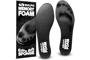 SULPO Wkładki z Pianki Memory Foam - Miękkie, Komfortowe i Cienkie Wkładki Dla Mężczyzn i Kobiet do Sneakerów i Butów Sportowych, Wspierające Komfort Stóp i Dopasowanie Rozmiar 42