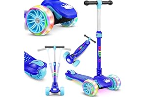 KIDIZ® Scooter Scooter per bambini X-Pro2 Triciclo Scooter con ruote luminose a LED in PU Scooter a pedali pieghevole Scooter da città regolabile in altezza Scooter per bambini ragazze 3-12 anni