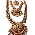 Adyashree Emporium Traditional Temple Jewellery Lakshmi pendant set ruby Pearl Mango Design Mohan mala haram. Latest Wedding Jewellery Necklace for Women and Girls