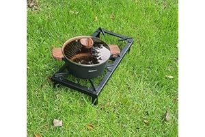 DEVWOO Quemador de GLP de hierro fundido doble, quemador de gas butano, estufa de país, parrilla portátil, anillo de ebullición para acampar al aire libre, camping y propano (estufa de doble quemador)