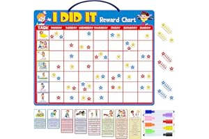 Tableau de récompense magnétique, effaçable à sec, tableau de tâches de responsabilité du comportement des enfants, 8 marqueurs et 3 cartes de nom, bon comportement quotidien pour motiver les enfants
