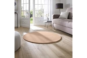 Taracarpet Supersoft kurzflor Teppich Fiona Wohnzimmer Schlafzimmer Kinderzimmer Flur Läufer waschbar rutschfest Uni beige 080 cm rund