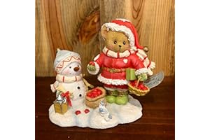 Christmas by Roman, Cherished Teddie-Glen Hillman Collection, 4" H Santa Bear Figure Will, Cherished Teddies, Home Décor