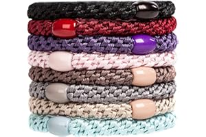 ‎AXEN AXEN 8PCS Elastic Hair Tie for Women Girls, Cotton Bands Soft Woven Ponytail Holders for Thick Hair and Curly Hair, Mixed Colors 5